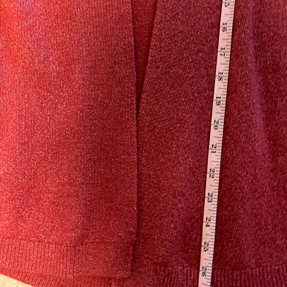 LOFT Women's Red Open-Front Cardigan - Picture 12 of 13